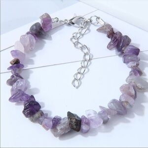 Precious Stone amethyst handmade beaded bracelet NWT